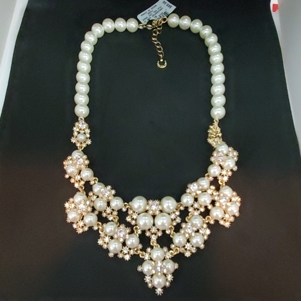 CHARTER CLUB GOLD WHITE‎ PEARLS RHINESTONES NECKLACE BIRTHDAY PARTY - Picture 7 of 11